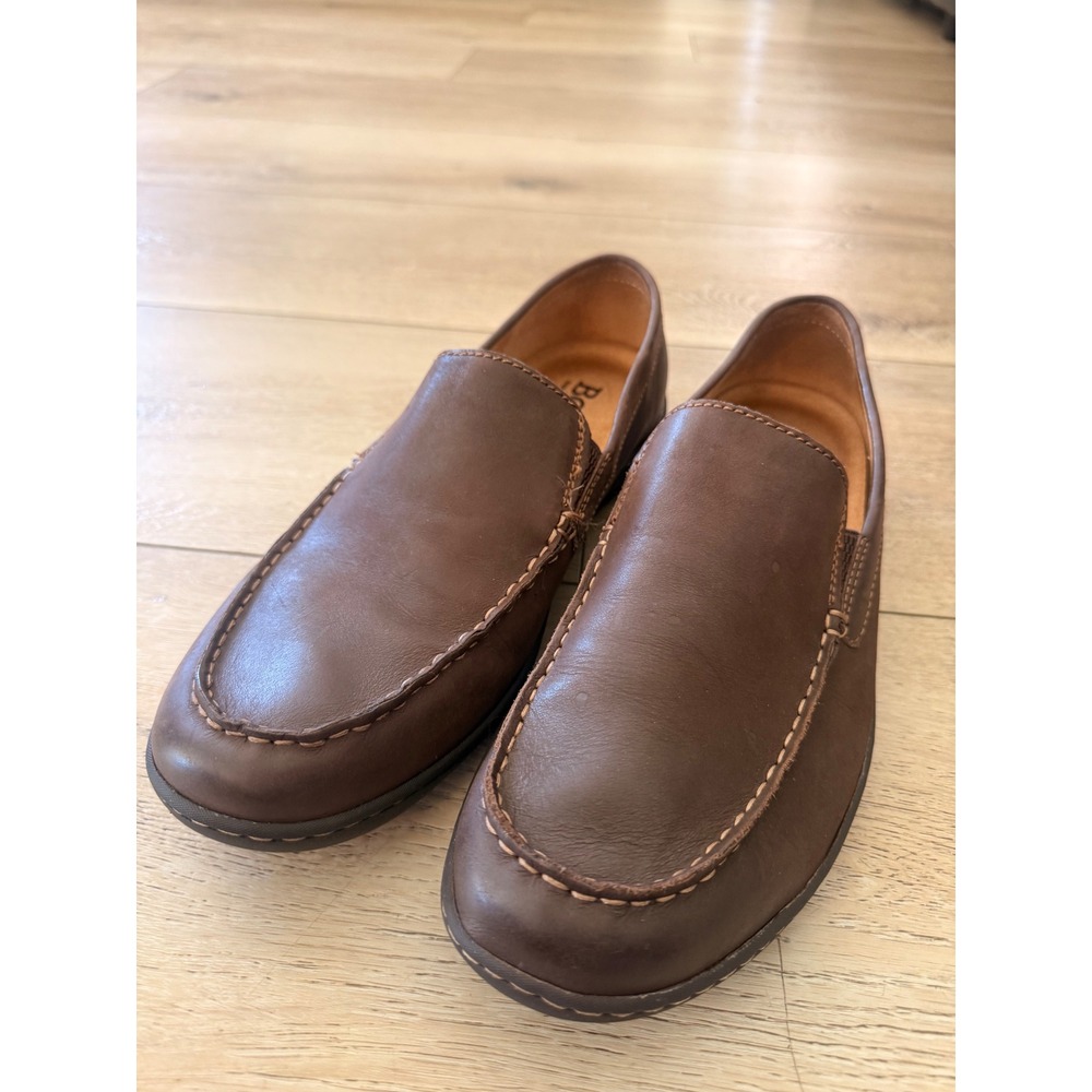 Born Mens Nigel Slip On Loafers Brown Leather Moc Toe Shoes BM0008023 Size 12M